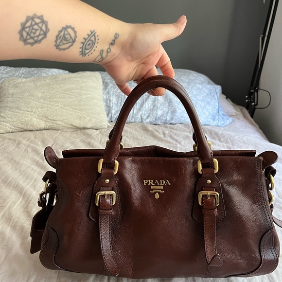 Prada Cervo Antik Brown Leather Handbag - Picture 14 of 15